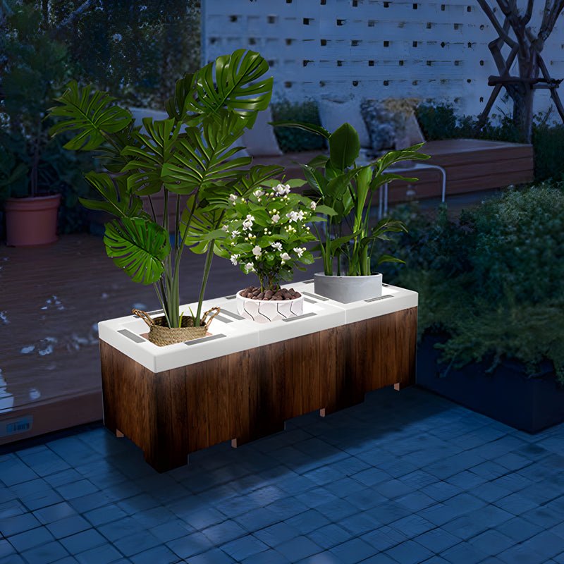 Square Waterproof Illuminated Planters Flower Pot LED RGB Solar Lights - Lamp Outdoor