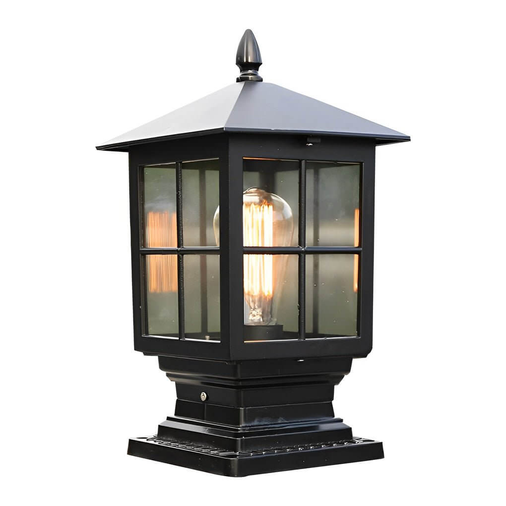 Traditional Square Waterproof LED Black Classic Post Caps Lights - Lamp Outdoor