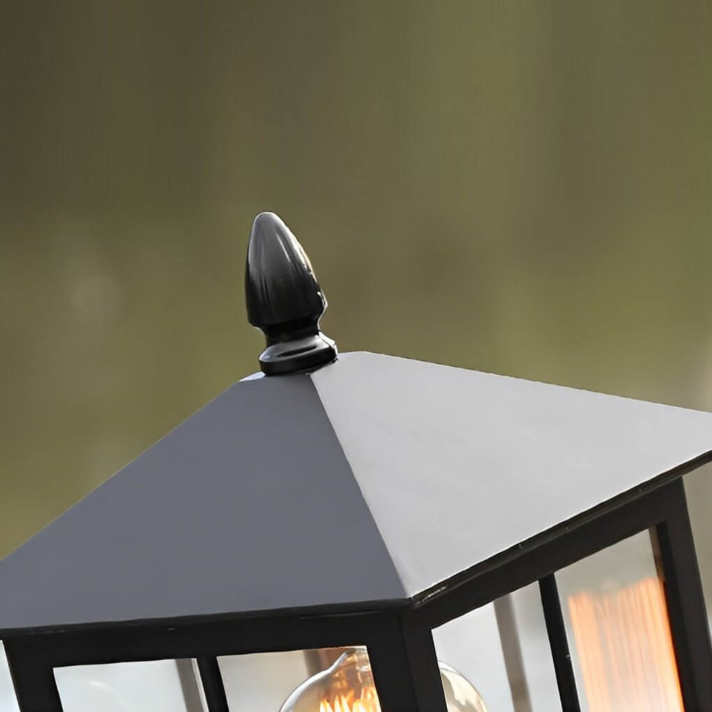 Traditional Square Waterproof LED Black Classic Post Caps Lights - Lamp Outdoor