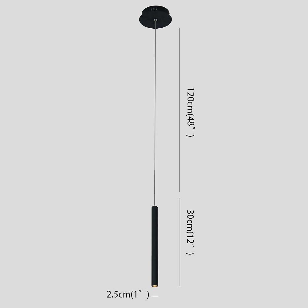 Thin Stick Shaped Black Pendant Light with Downlight Integrated LED Light - Lamp Outdoor