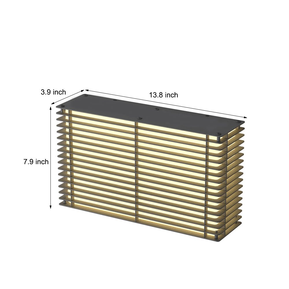 Waterproof Square Grids Stainless Steel Black Modern Solar Wall Lights - Lamp Outdoor