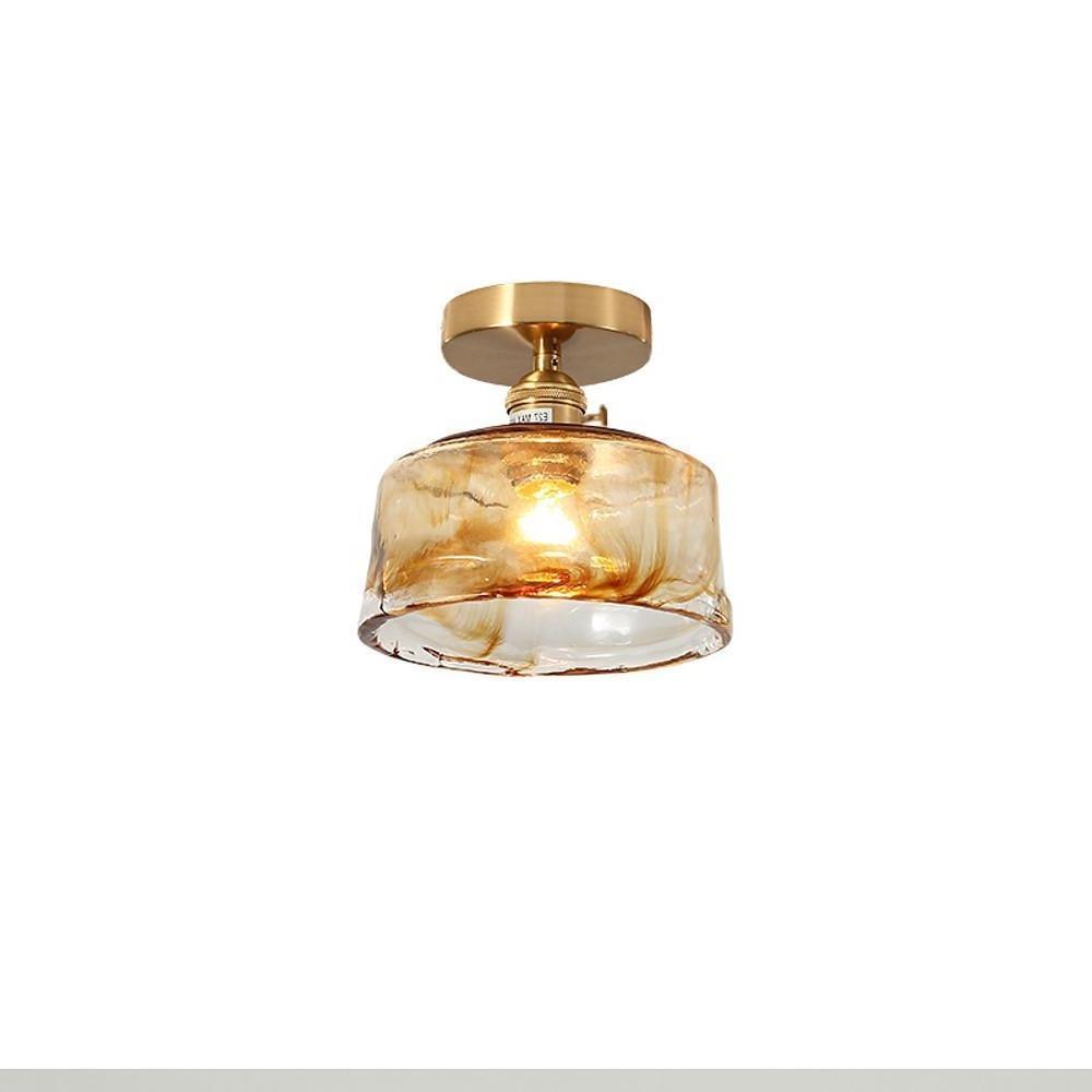 Creative Glass Lantern LED Electroplated Nordic Semi-Flush Mount Ceiling Lighting - Lamp Outdoor