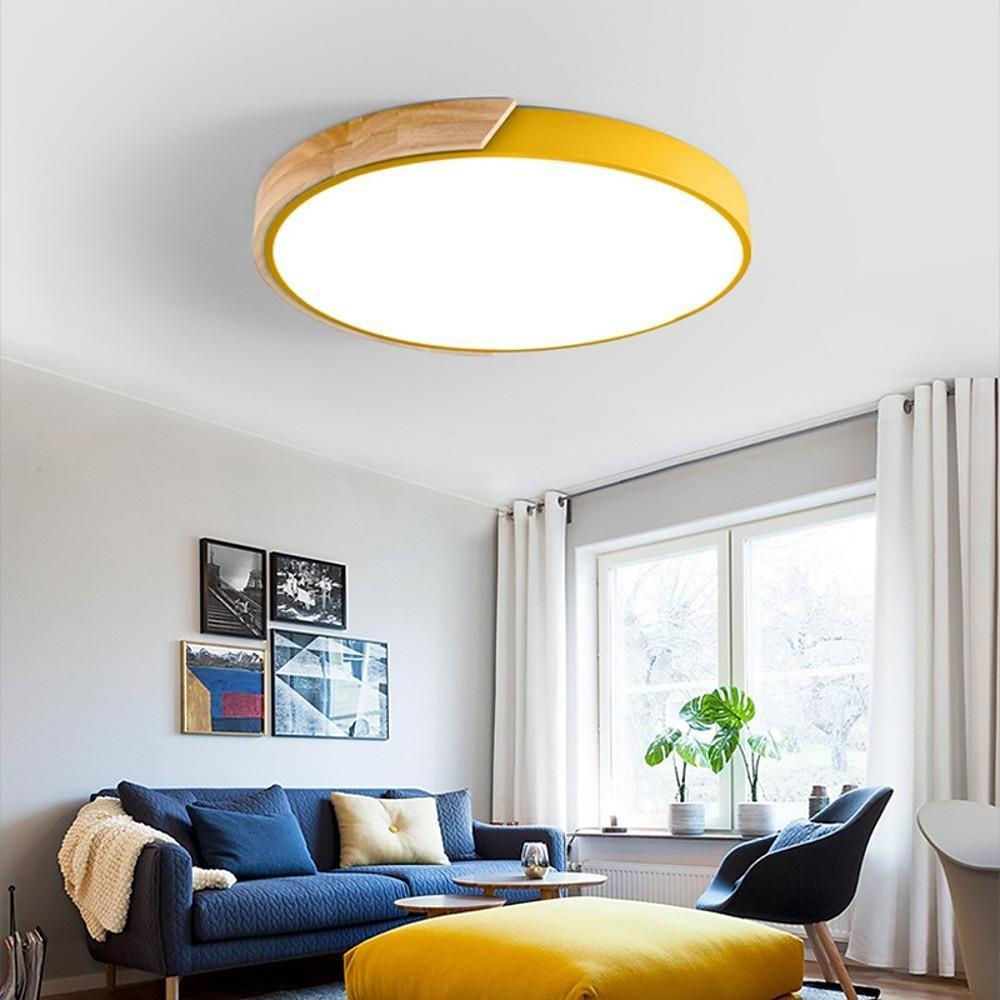 Circular LED Wood Nordic Ceiling Lights Flush Mount Lighting Ceiling Lamp - Lamp Outdoor
