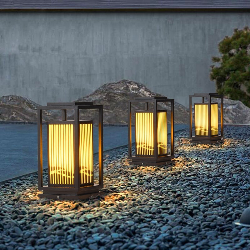 Minimalist Striped Decor LED Black Modern Solar Lights Outdoor Lanterns - Lamp Outdoor