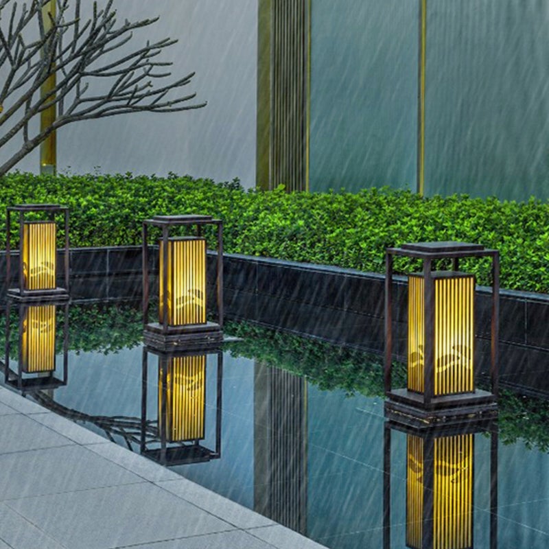 Minimalist Striped Decor LED Black Modern Solar Lights Outdoor Lanterns - Lamp Outdoor