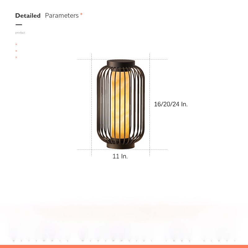 Floor Standing Stainless Steel Brown Modern Caged Outdoor Lanterns - Lamp Outdoor
