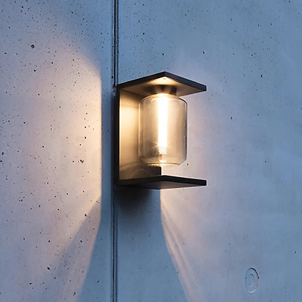 Ray Modern Rectangular Metal Glass Lantern Solar Outdoor Waterproof Wall Lamp - Lamp Outdoor