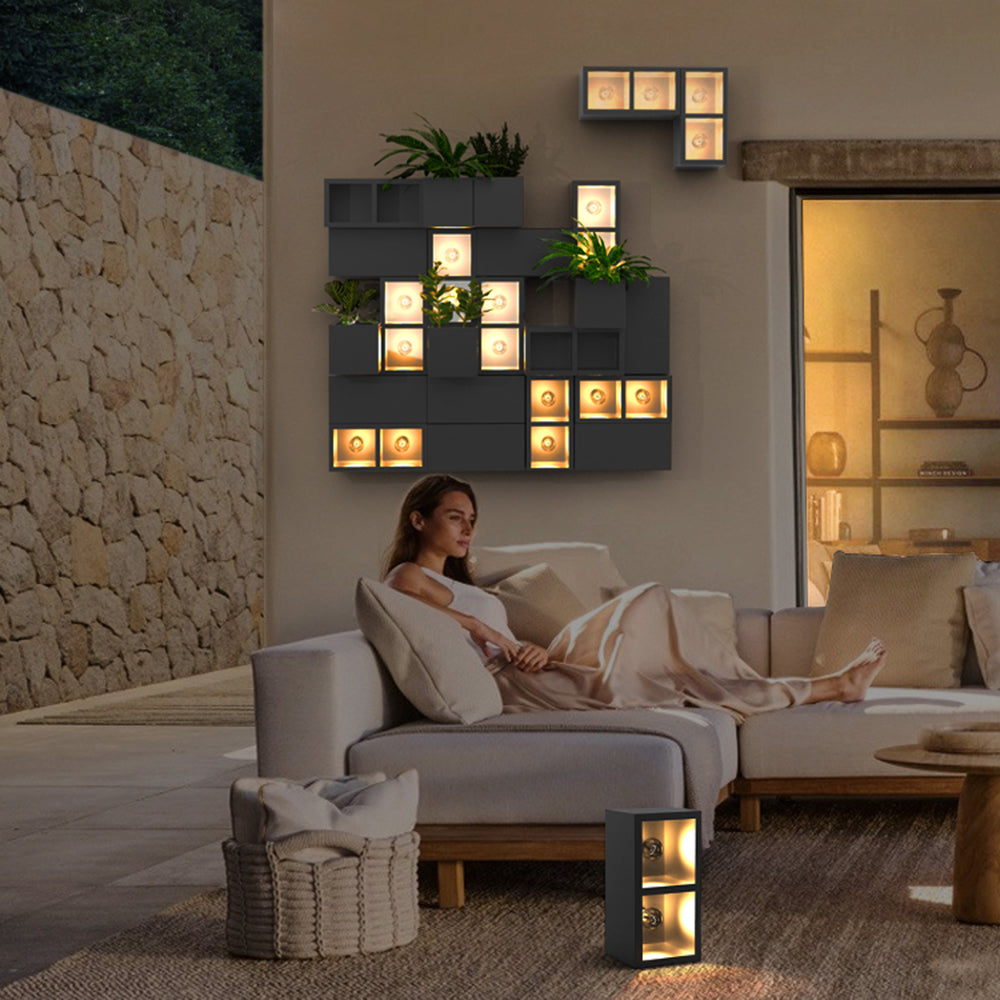 Ray Modern Cube Square Metal Glass Outdoor Wall Lamp - Lamp Outdoor