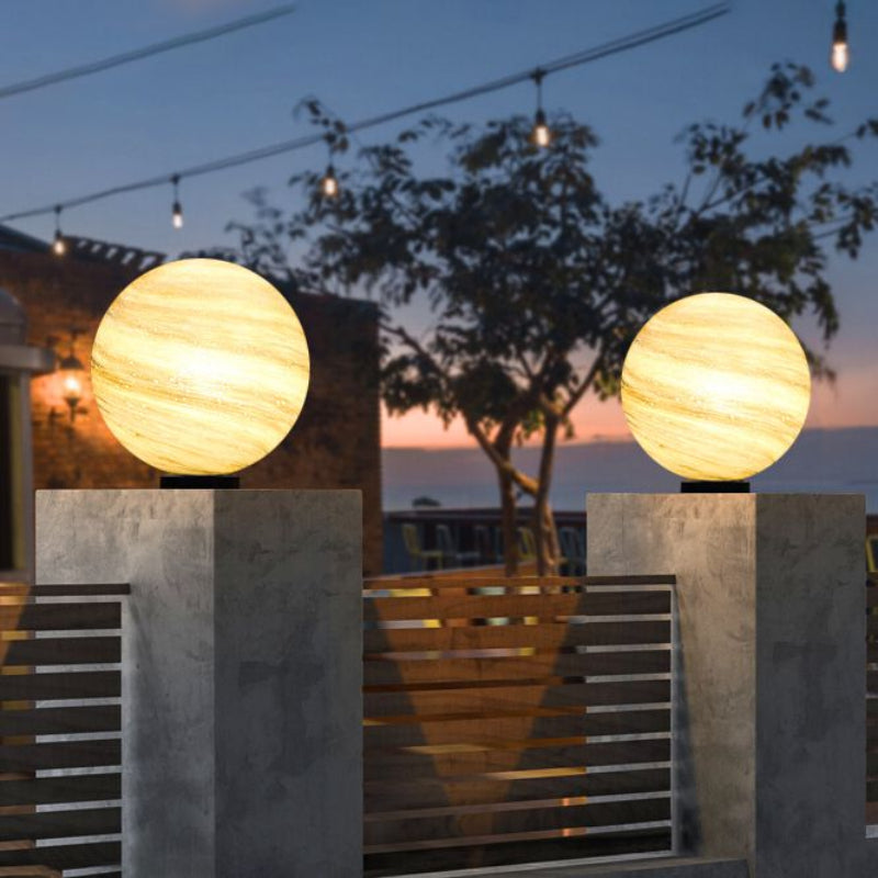 Aria Square Moon Globe Metal Glass Outdoor Light Post - Lamp Outdoor