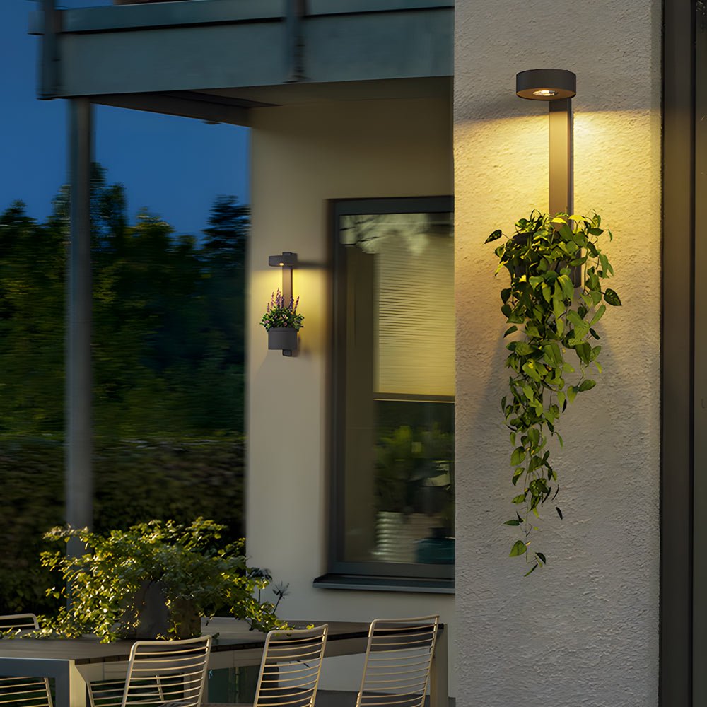 1-Light Solar Wall Mounted Plant Stand Outdoor Wall Light with Planter - Lamp Outdoor