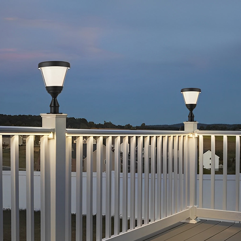 Waterproof LED Black Modern Solar Fence Post Cap Light Pillar Lights - Lamp Outdoor