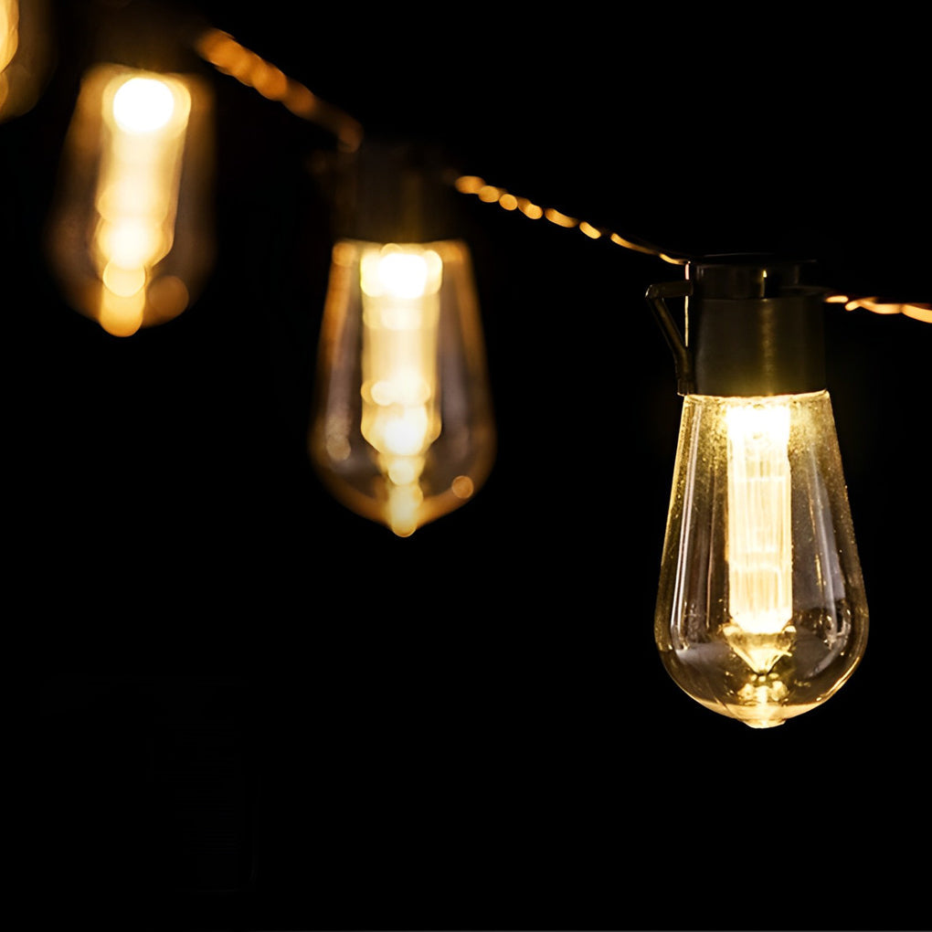 Retro 40 Lights Long Bulb USB Rechargeable LED Solar String Lights Outdoor - Lamp Outdoor