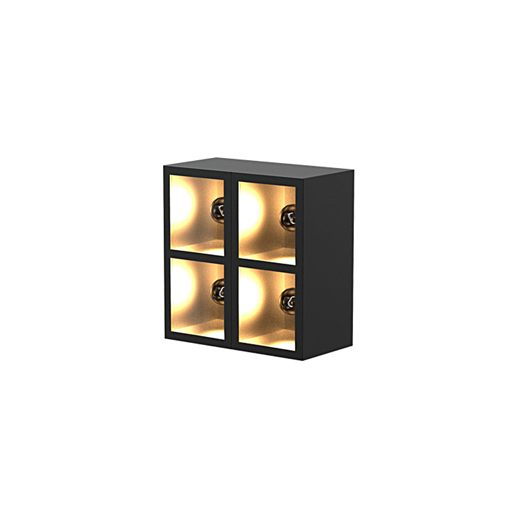 Waterproof Creative Square Combination LED Black Wall Lamp with Flowerpot - Lamp Outdoor