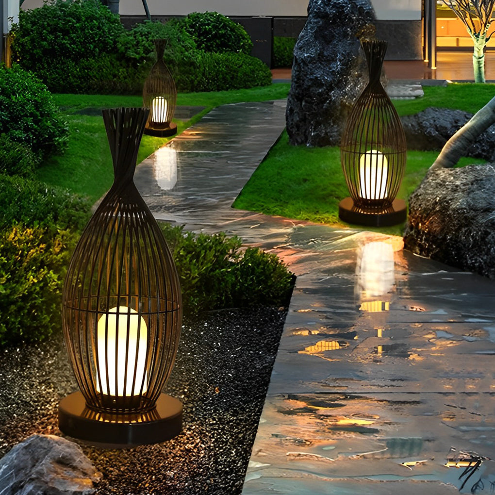 Industrial Courtyard Waterproof Caged LED Floor Lamp - Lamp Outdoor