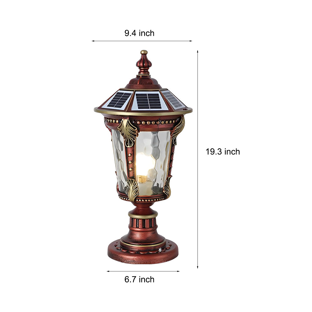 Dual Purpose Waterproof Aluminum Retro Solar Fence Post Lights with Remote - Lamp Outdoor