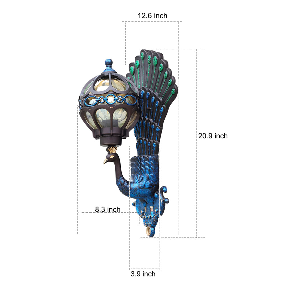 Waterproof Retro Peacocks Aluminum European Style Outdoor Wall Light - Lamp Outdoor