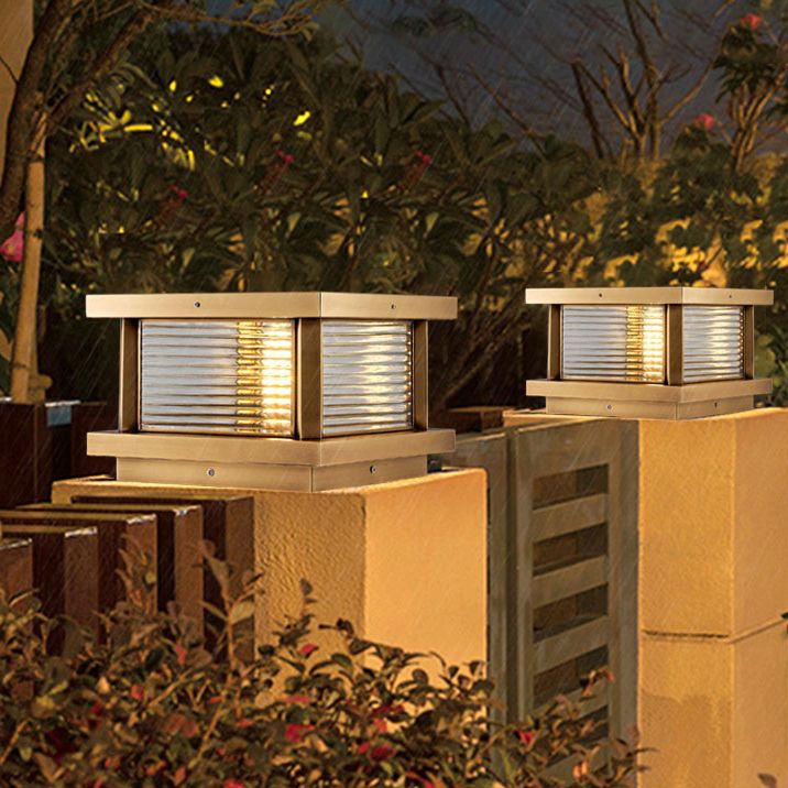 Ray Modern Rectangular Metal Outdoor Solar Lamp Brass Bronze - Lamp Outdoor