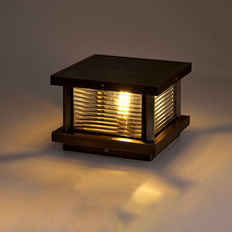 Ray Modern Rectangular Metal Outdoor Solar Lamp Brass Bronze - Lamp Outdoor