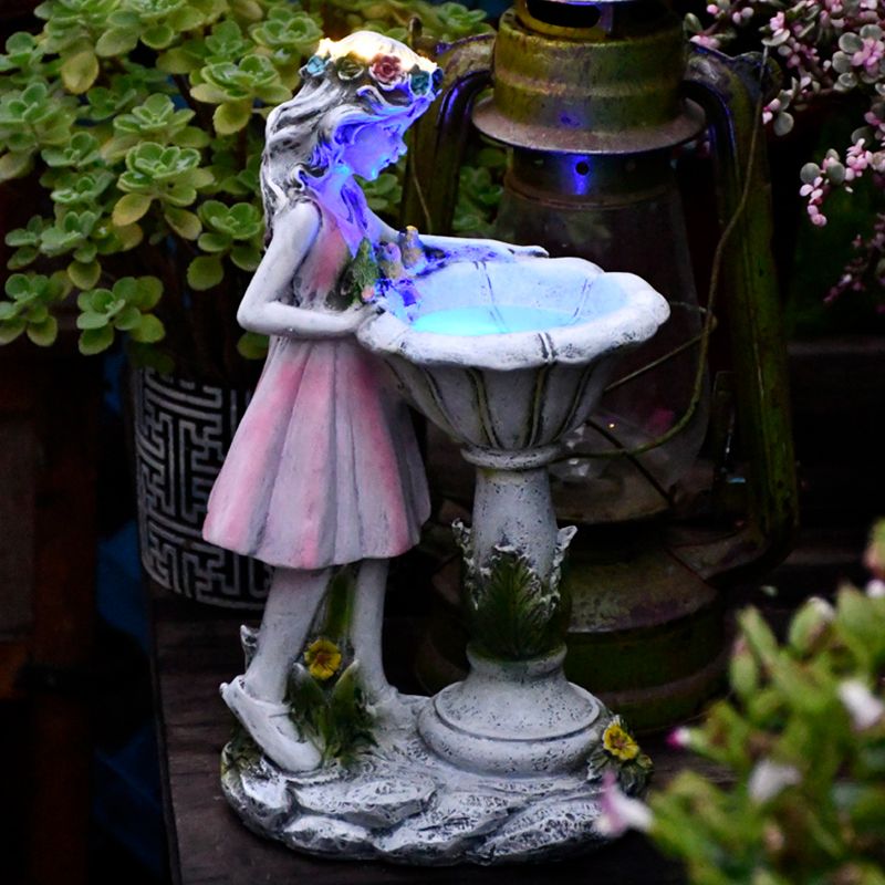 Arisha Cute Fairy Girl Solar Resin Decoration Floor Lamp - Lamp Outdoor