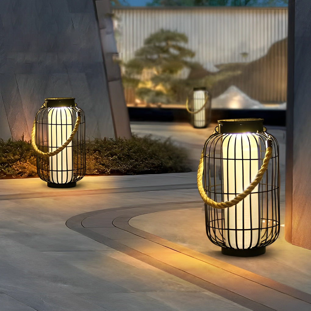 Classic Iron Lantern Waterproof Intelligent Portable Solar Lawn Lamp - Lamp Outdoor