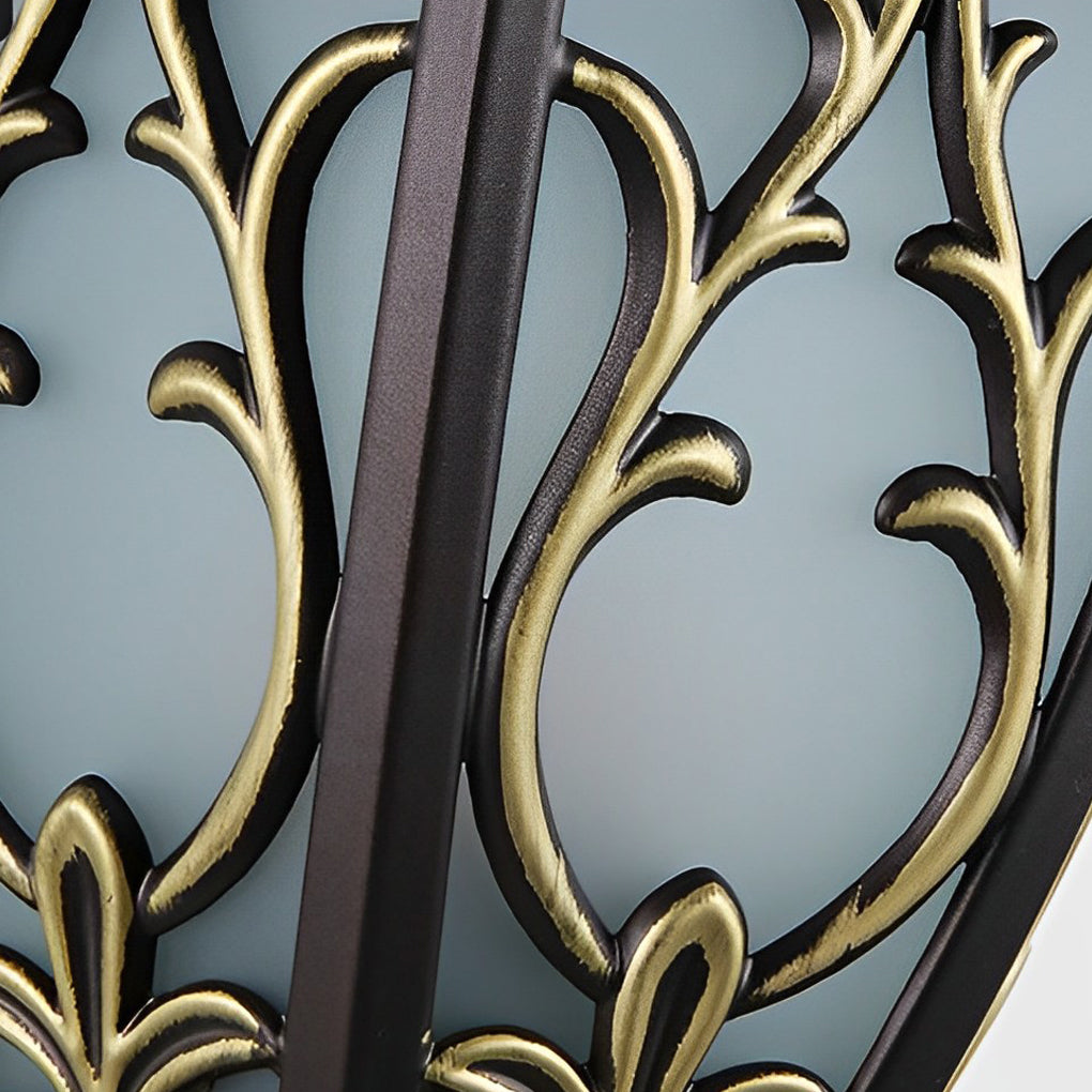 Vintage Flower Pattern Waterproof Black American Style Solar Wall Lamp - Lamp Outdoor