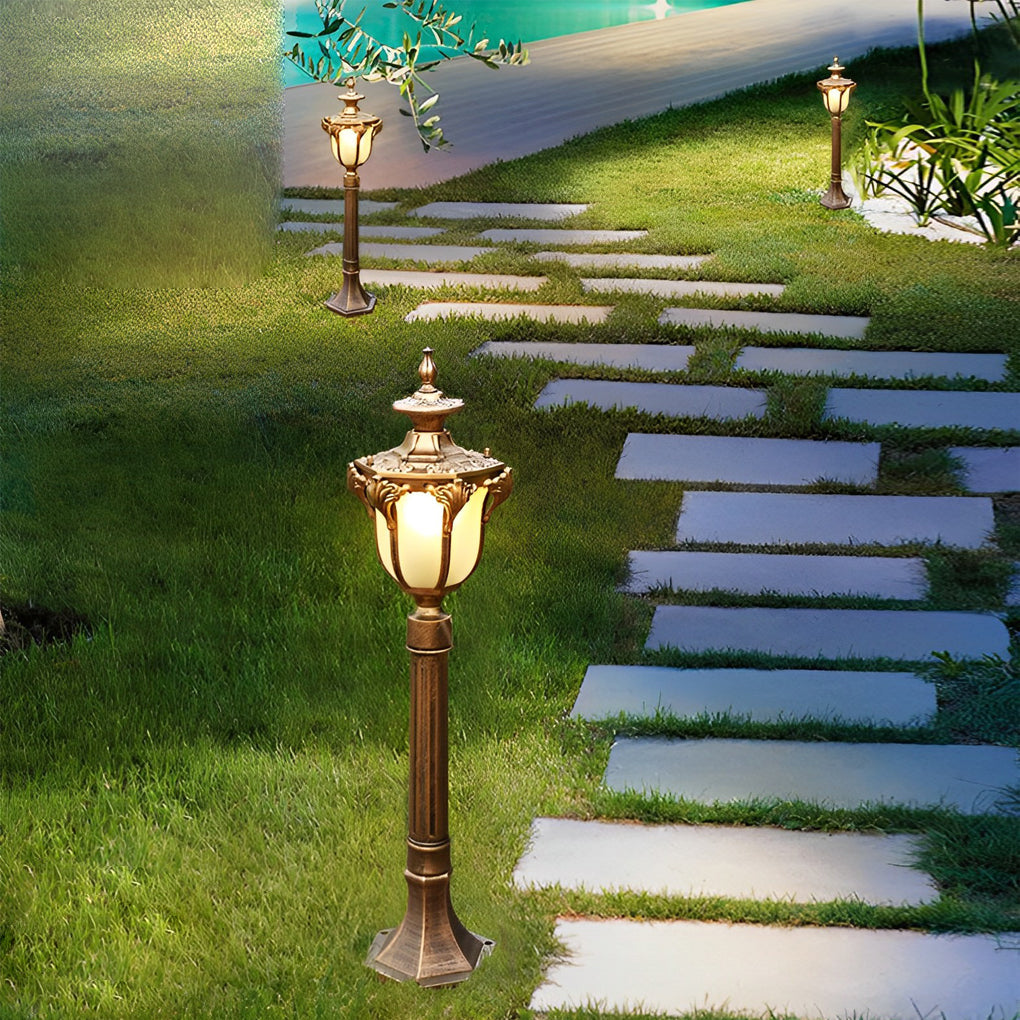 Traditional European-Style LED Outdoor Pathway Lamp Post - Durable & Waterproof - Lamp Outdoor