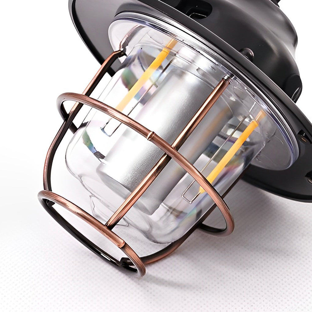 Round LED Waterproof USB Rechargeable Retro Outdoor Light Camping Lamp - Lamp Outdoor