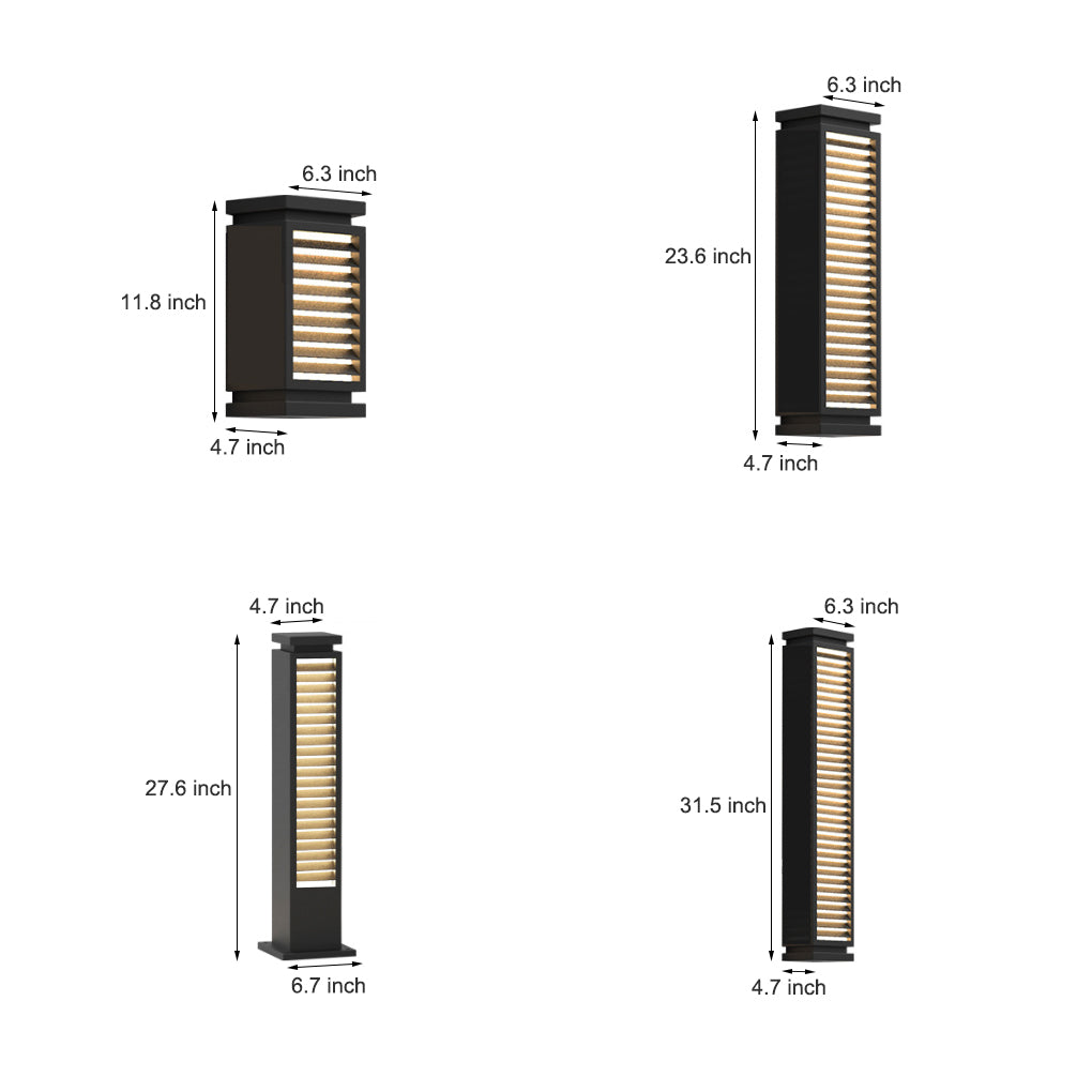 Sleek Stainless Steel LED Louvered Pathway Bollard Lights Modern Waterproof Design - Lamp Outdoor
