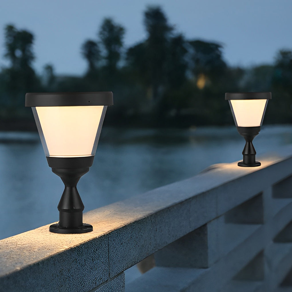 Waterproof LED Black Modern Solar Fence Post Cap Light Pillar Lights - Lamp Outdoor