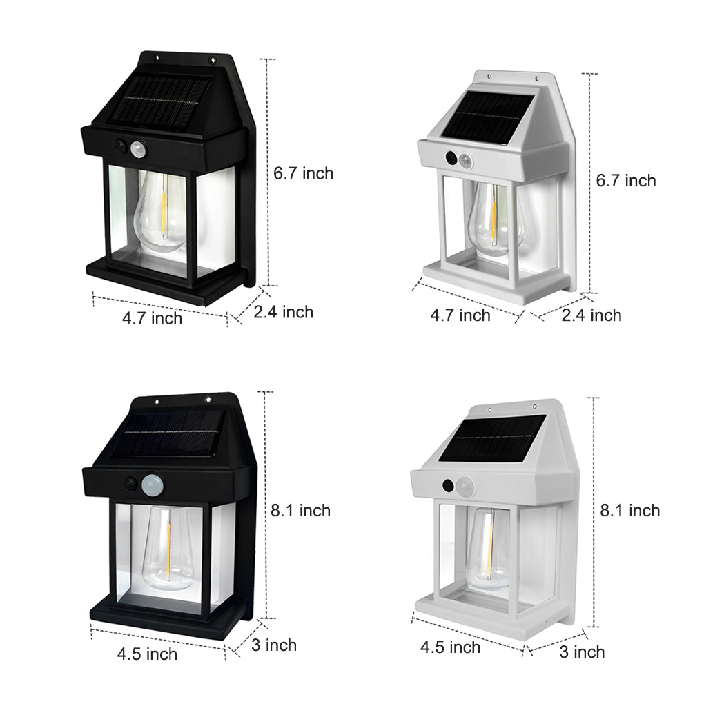 Tungsten Bulb Solar Wall Lanterns Dusk to Dawn Motion Senor Lighting - Lamp Outdoor