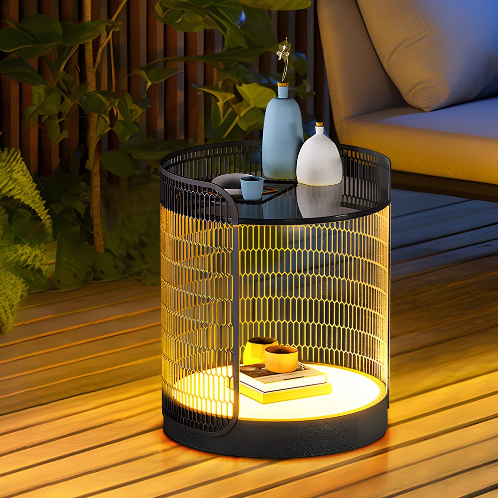 19 inch LED Open Mesh Outdoor Floor Lamp with Table - Lamp Outdoor