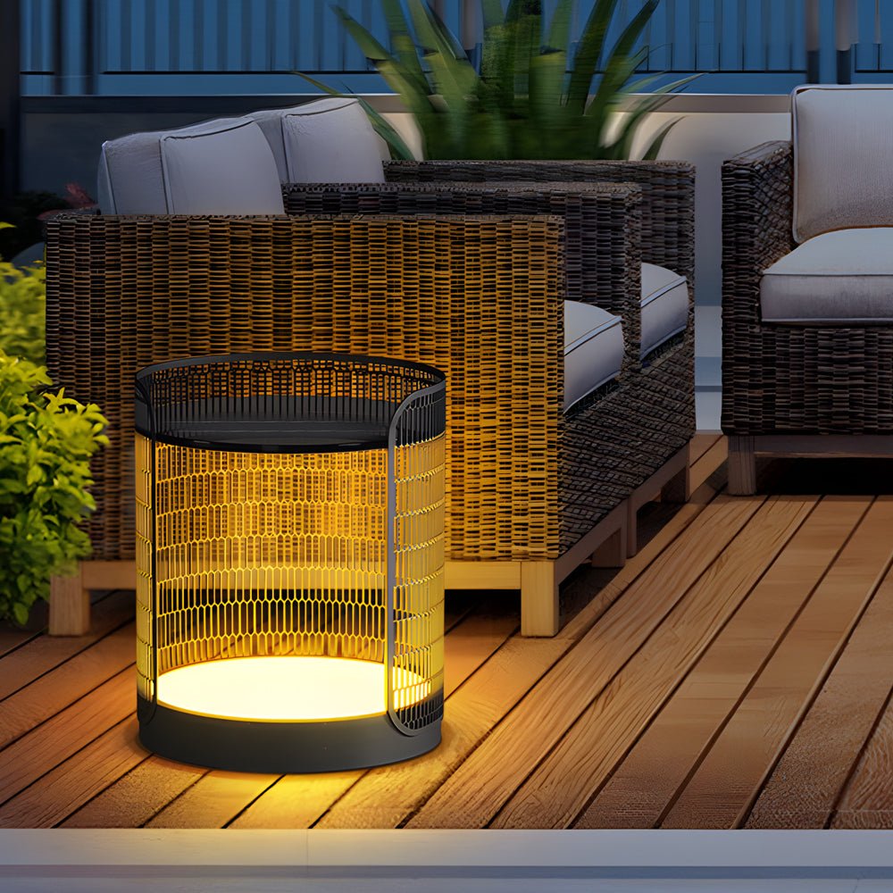 19 inch LED Open Mesh Outdoor Floor Lamp with Table - Lamp Outdoor