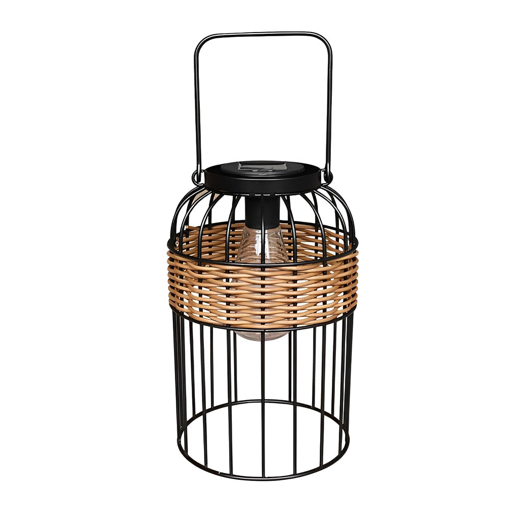 Portable Lantern Shape Rattan Waterproof Intelligent Solar Night Light - Lamp Outdoor