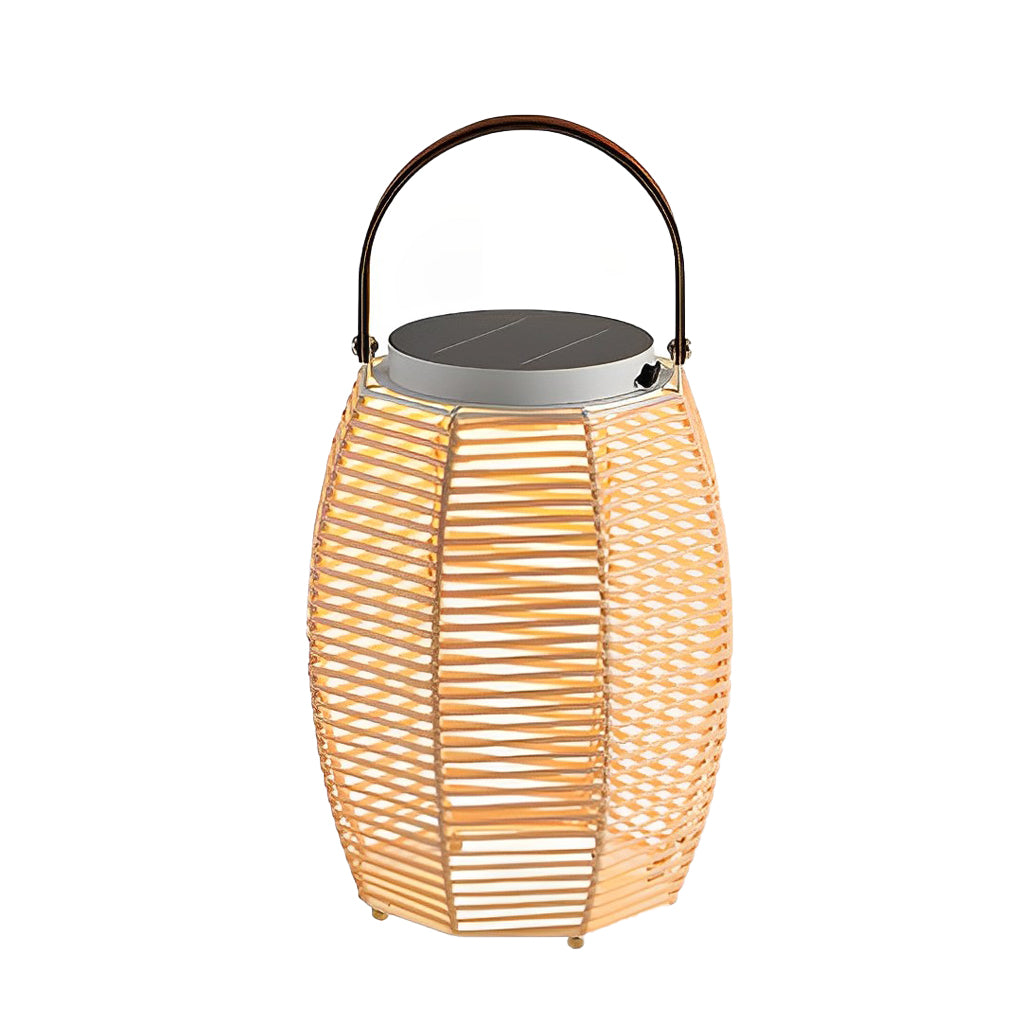 Portable Rattan LED Waterproof Solar Powered Outdoor Lantern Lights - Lamp Outdoor