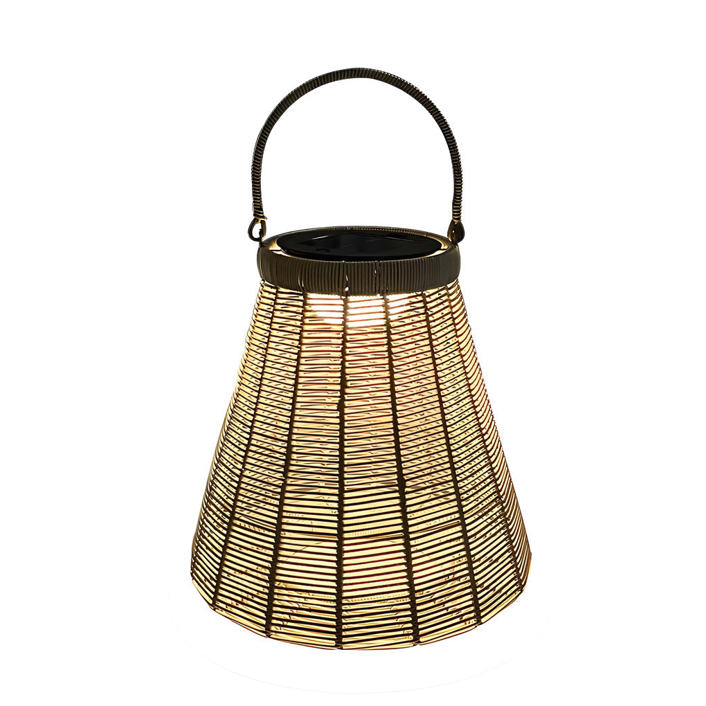 Portable Rattan LED Waterproof Retro Solar Powered Outdoor Lanterns - Lamp Outdoor
