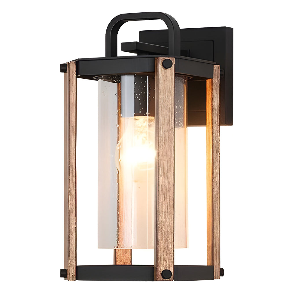 Lantern Shaped Waterproof Glass Black Industrial Outdoor Wall Sconce Lighting - Lamp Outdoor