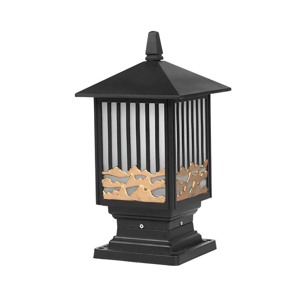 Retro Scenery Waterproof LED Black Vintage Solar Fence Post Lights - Lamp Outdoor