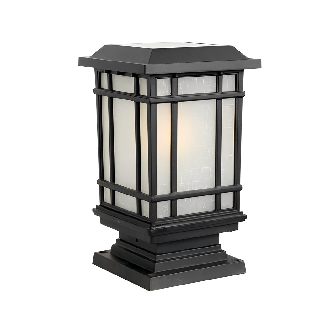Outdoor Waterproof 3 Step Dimming Black Modern Solar Fence Post Lights - Lamp Outdoor