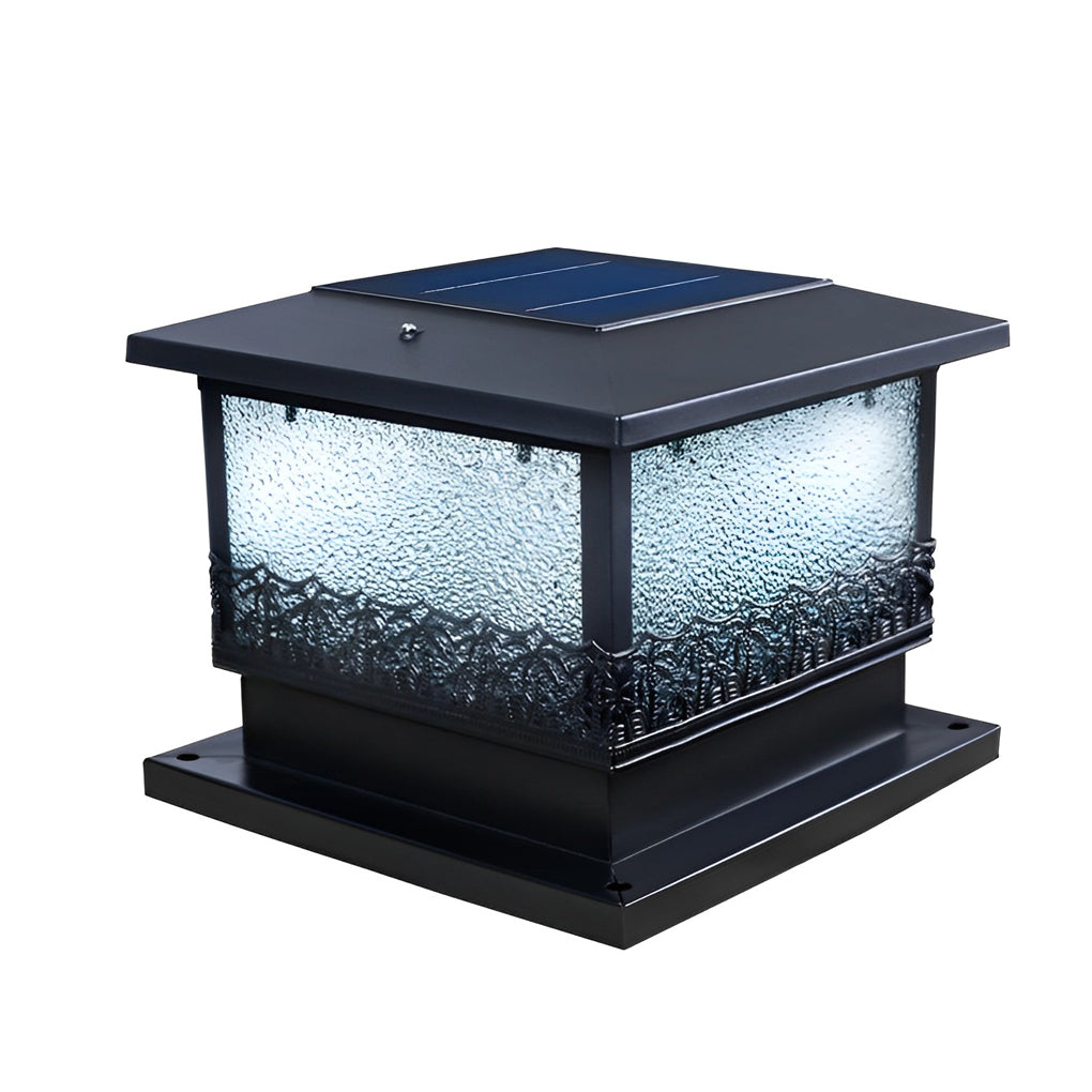 Creative Square Waterproof LED Black Modern Solar Fence Post Lights - Lamp Outdoor