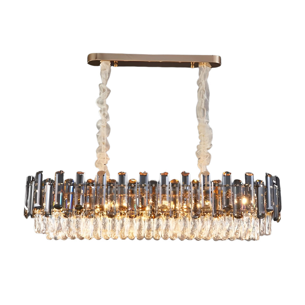 Round Oval Multi layer Crystal Electroplating Metal Modern Chandelier - Lamp Outdoor