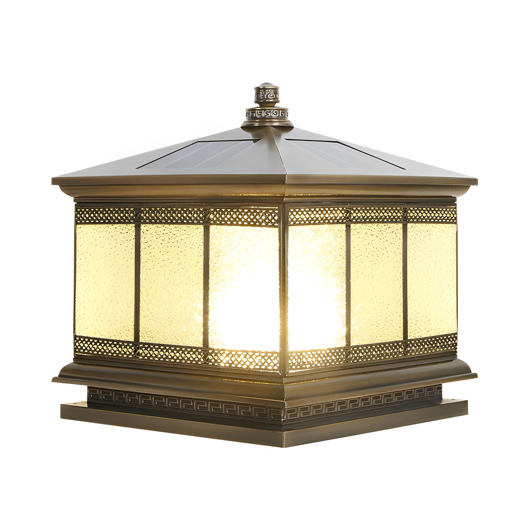 Intelligent Four Step Dimming Waterproof Retro Solar Fence Post Lights - Lamp Outdoor