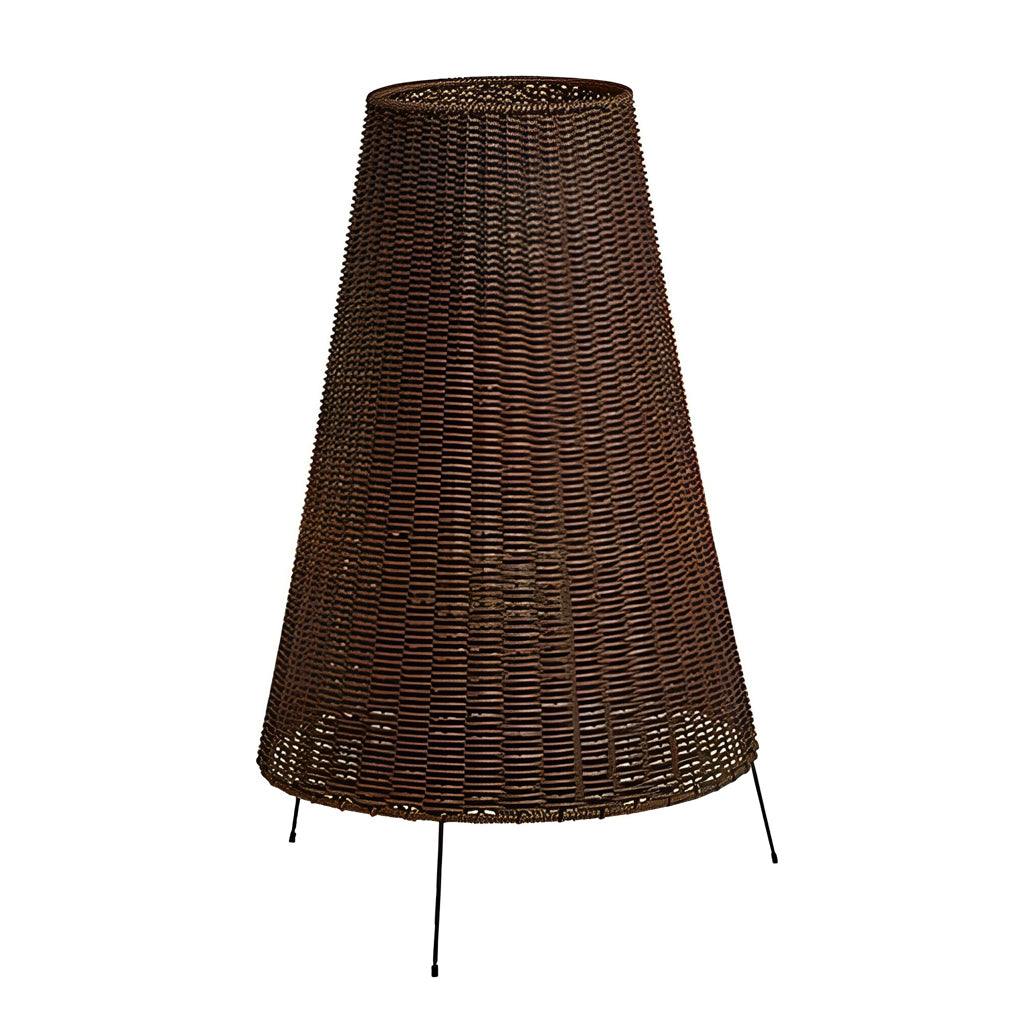 Rattan Shaded Tripod Metal and 1-Light Outdoor Floor Lamp - Lamp Outdoor