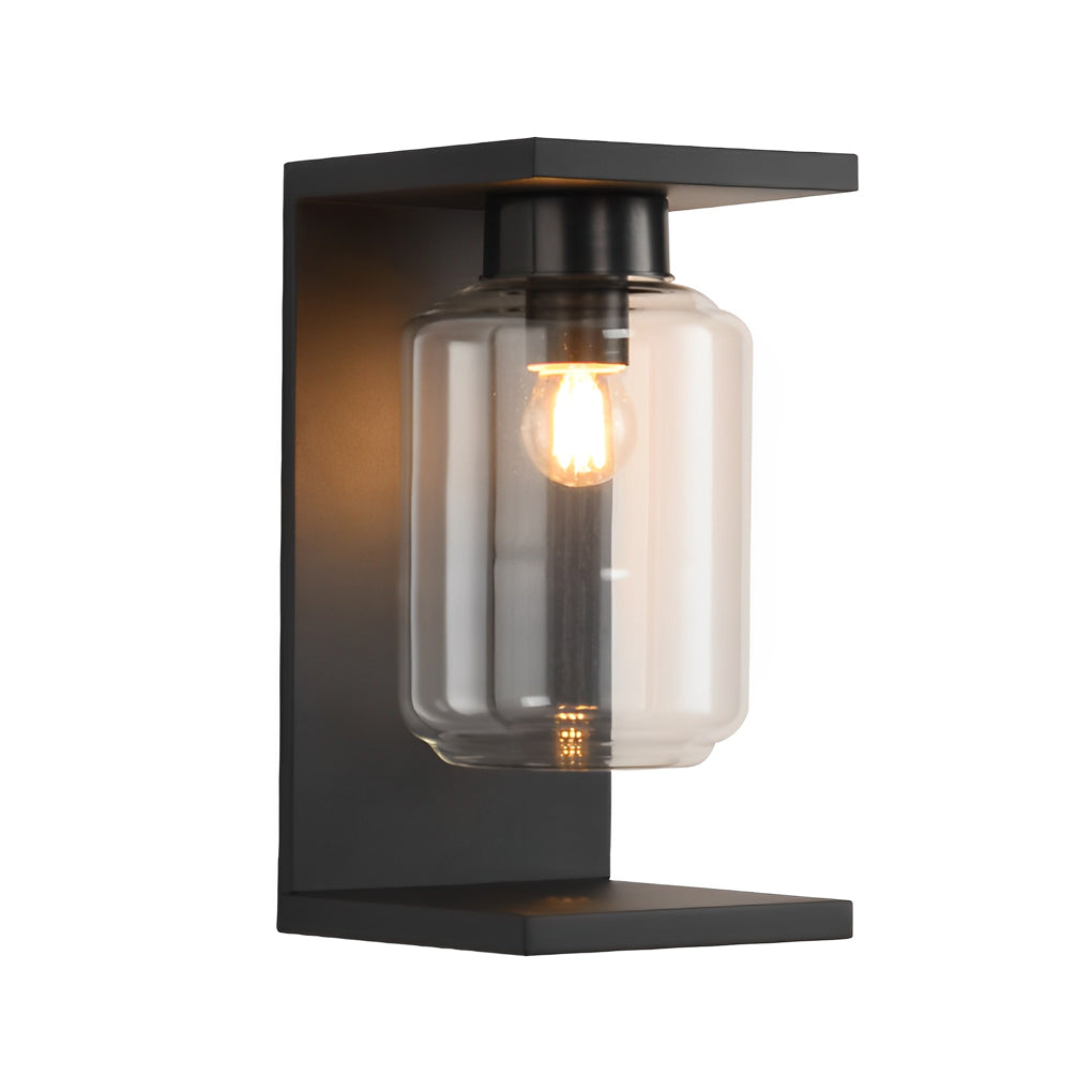 Outdoor Waterproof LED Glass Black Modern Solar Wall Lights with Remote - Lamp Outdoor