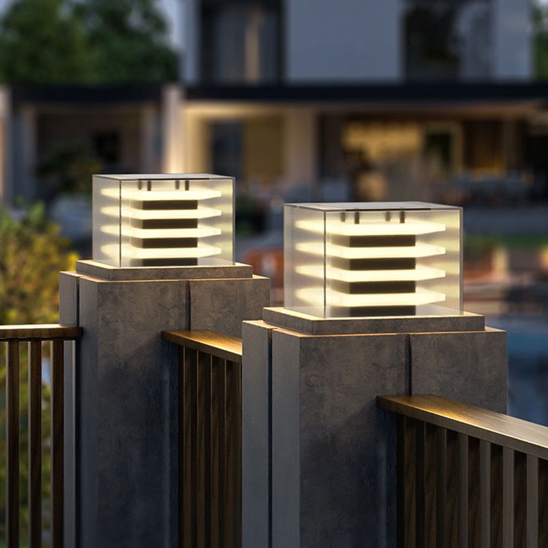 Ray Modern Rectangular Metal Acrylic Outdoor Solar Lamp - Lamp Outdoor