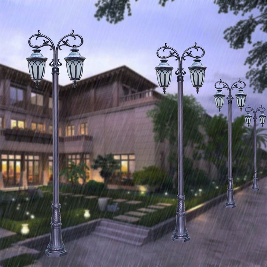 2 Head 118'' Aluminum Waterproof LED Black European Style Street Lights - Lamp Outdoor