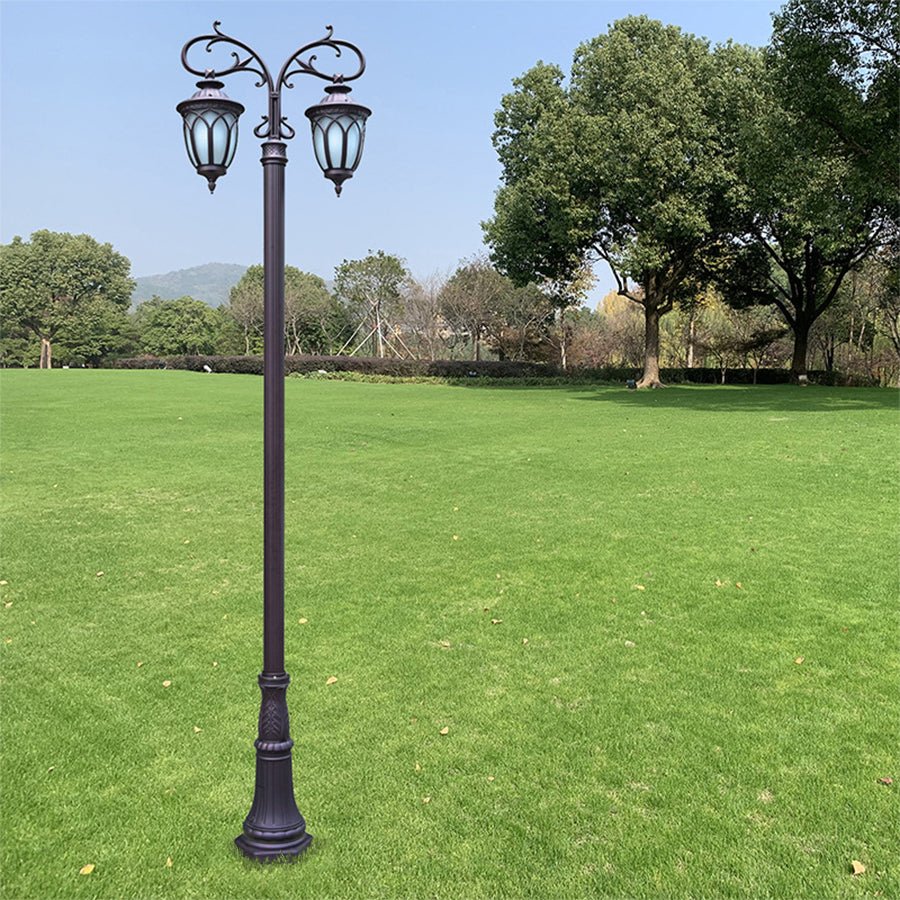 2 Head 118'' Aluminum Waterproof LED Black European Style Street Lights - Lamp Outdoor