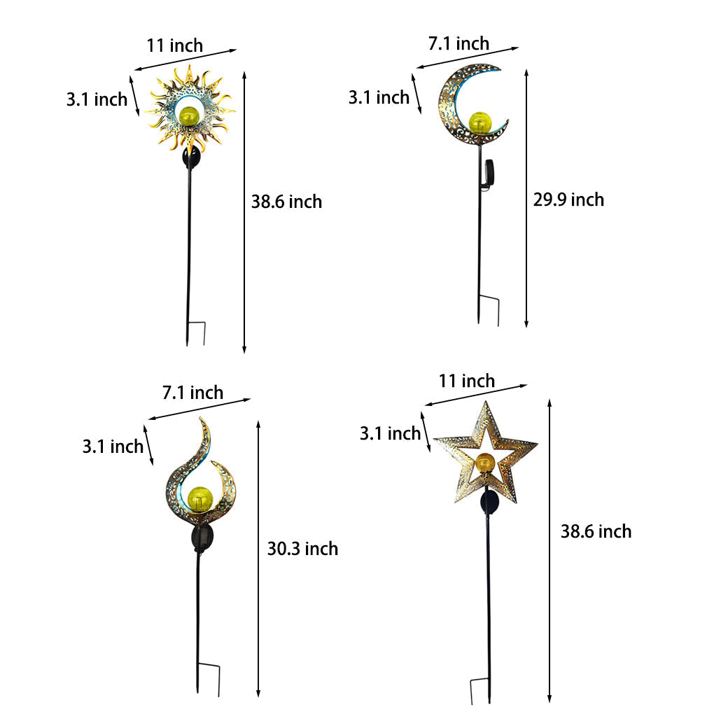 Mystical Moon & Sun Flame Iron Hollow Projector Solar Garden Light - Lamp Outdoor