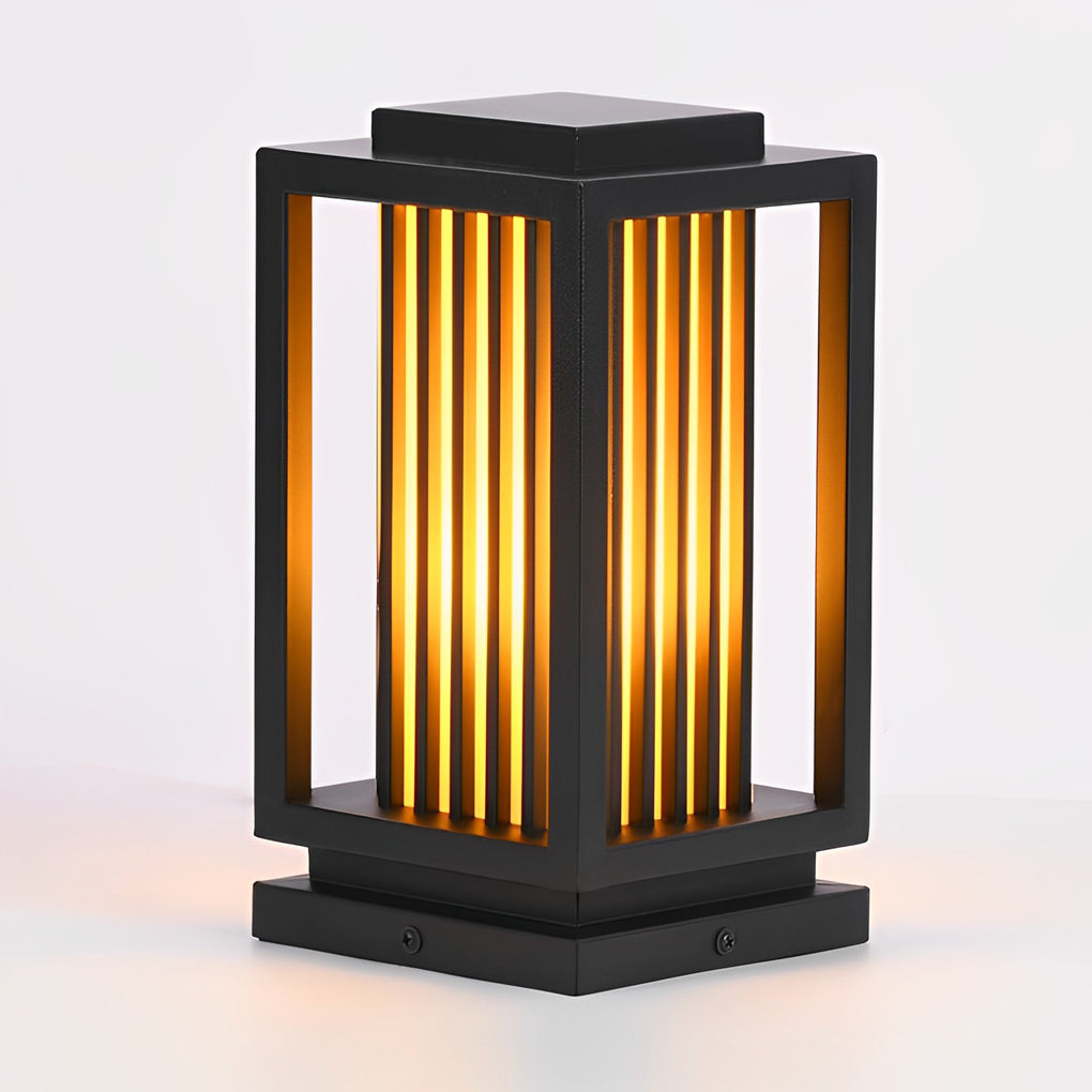 Modern Black LED Cage Pathway Lawn Lights - Lamp Outdoor