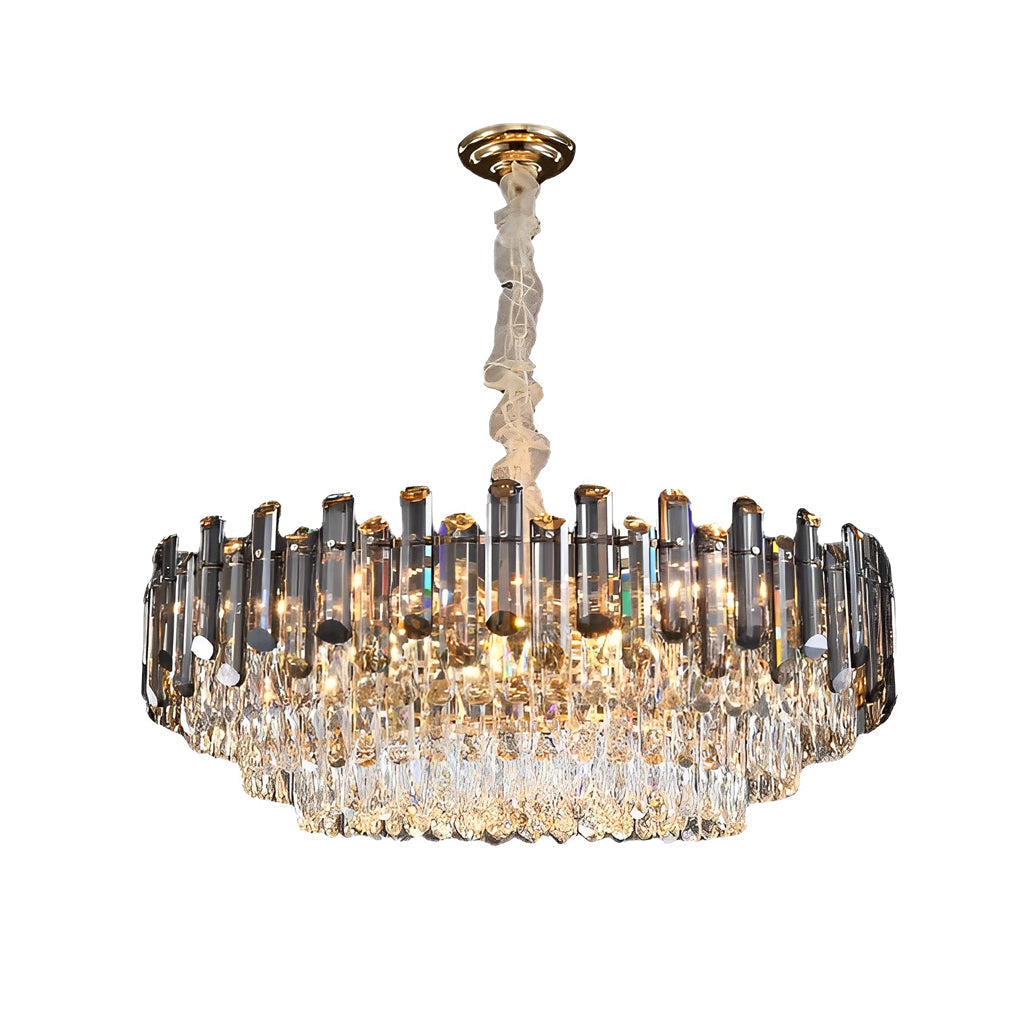 Round Oval Multi layer Crystal Electroplating Metal Modern Chandelier - Lamp Outdoor