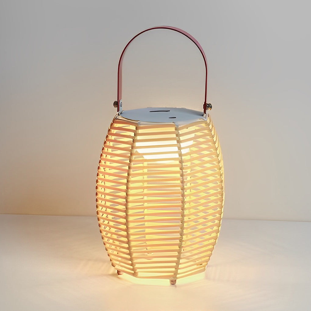 Portable Rattan Lantern Waterproof LED Modern Solar Outdoor Light Floor Lamp - Lamp Outdoor